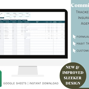 Commission Tracker | Insurance Agent Spreadsheet for Home, Auto, Life | Goals, Client Tracking & Premium Stats | Google Sheets Download