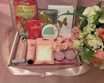 Personalised Pamper Box For Her, Happy Birthday Hamper, Pamper Hamper, Gift Box, Pink Letterbox Gift,