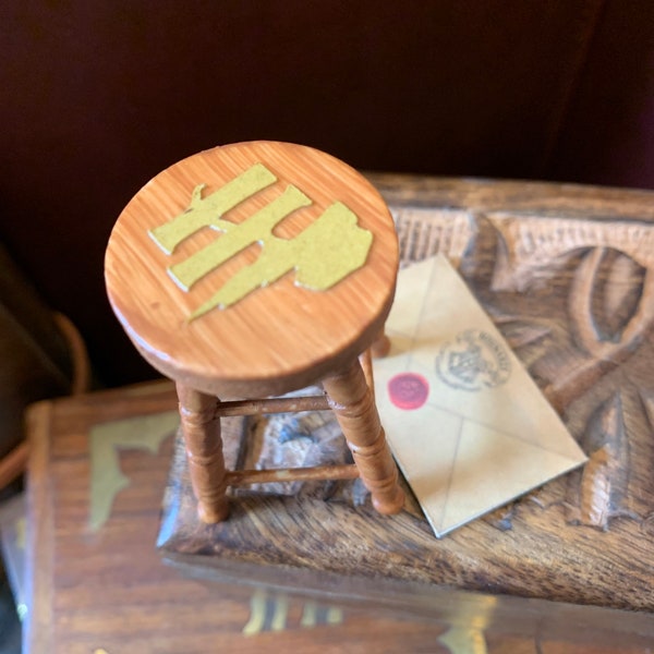 Harry Potter inspired Miniature Stool with Mini Hogwarts Inspired Letter