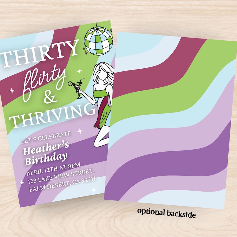 Thirty Flirty and Thriving, Thirty Flirty and Thriving Birthday Invite, Thirty Flirty and Thriving Invitation, 13 going on 30 Birthday Invite, 13 going on 30 Invite, 13 going on 30 Invitation, 30th Birthday Invite, 30th Invite, 30th Invitation