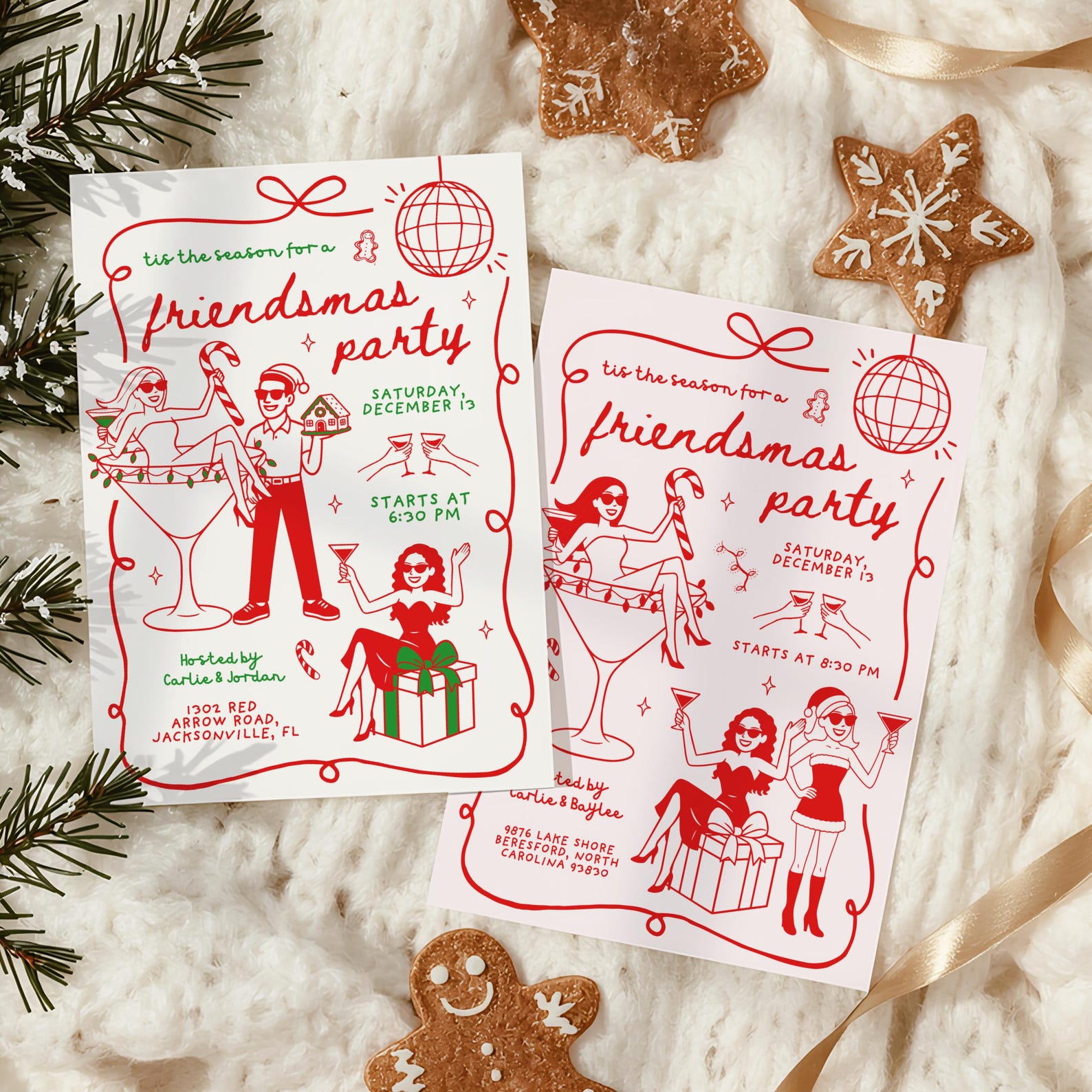 Friendsmas Invite, Christmas Party Invite, Friendsmas Invitation