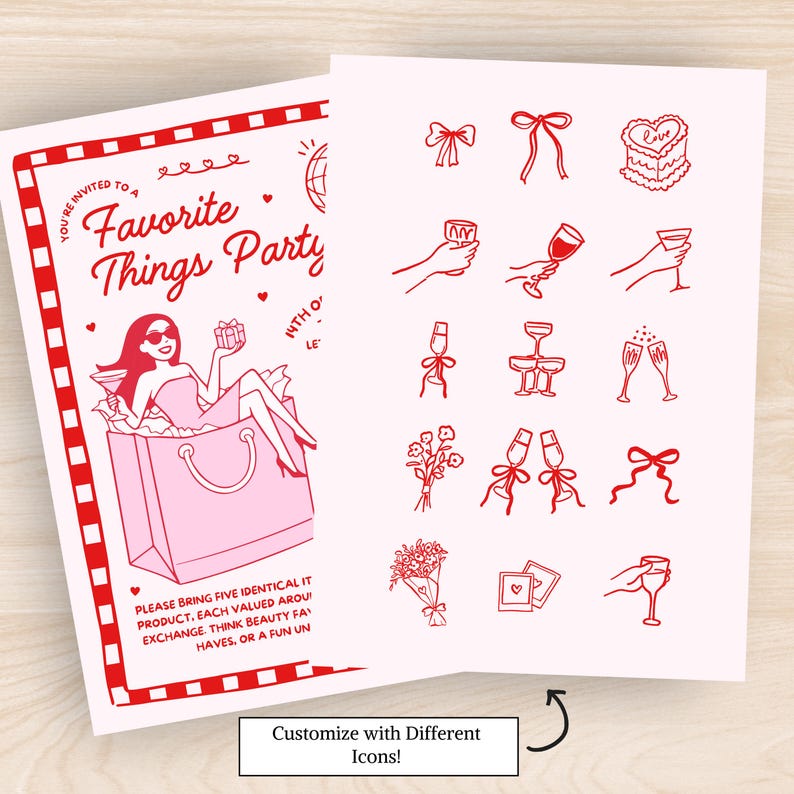 Favorite Things, Favorite Things Party Invitation, Favorite Things Gift Exchange, Gift Exchange Invitation, Gift Exchange Invite, Galentines Favorite Things Invite, Galentines Favorite Things Invitation,