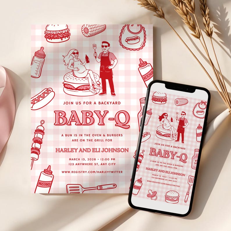 BabyQ, Baby-Q, BBQ Baby Shower, BabyQ Baby Shower, Baby-Q Baby Shower, BBQ Baby Shower Invite, BBQ Grill Baby Shower Invitation, Summer Baby Shower, 2026 Baby Shower, Trendy Baby Shower Invite, Grilling Baby Shower, BabyQ Invite, BabyQ Invitation, Baby Q Invite