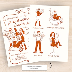 Friendsgiving Invite, Friendsgiving Evite, Friendsgiving Invitation, Friendsgiving, Digital Friendsgiving, Thanksgiving Friendsgiving Invitation, Hand Drawn Friendsgiving, Trendy Friendsgiving Invite, 2026 Friendsgiving, Friends Giving, Cute Friendsgiving