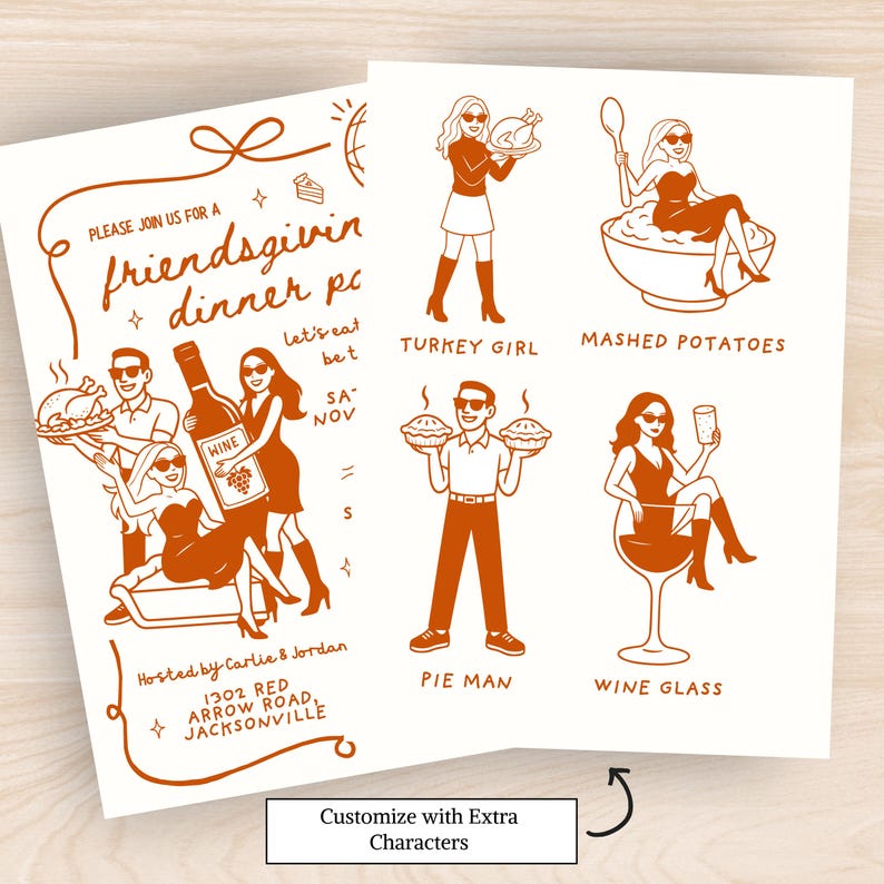 Friendsgiving Invite, Friendsgiving Evite, Friendsgiving Invitation, Friendsgiving, Digital Friendsgiving, Thanksgiving Friendsgiving Invitation, Hand Drawn Friendsgiving, Trendy Friendsgiving Invite, 2026 Friendsgiving, Friends Giving, Cute Friendsgiving
