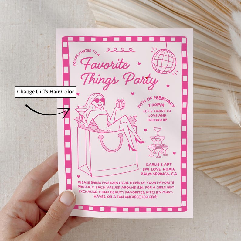 Favorite Things, Favorite Things Party Invitation, Favorite Things Gift Exchange, Gift Exchange Invitation, Gift Exchange Invite, Galentines Favorite Things Invite, Galentines Favorite Things Invitation,