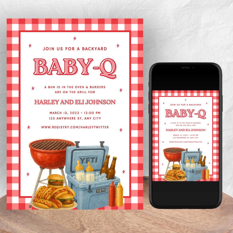 BabyQ, Baby-Q, Barbecue Baby Shower, BabyQ Baby Shower Invitation, Baby-Q Invitation, Barbecue Baby Shower Invitation, BabyQ Baby Shower, Baby-Q Baby Shower, Summer Baby Shower Theme, Summer Baby Shower Invitation, Grilling Baby Shower, BBQ Baby Shower, BBQ Invitation