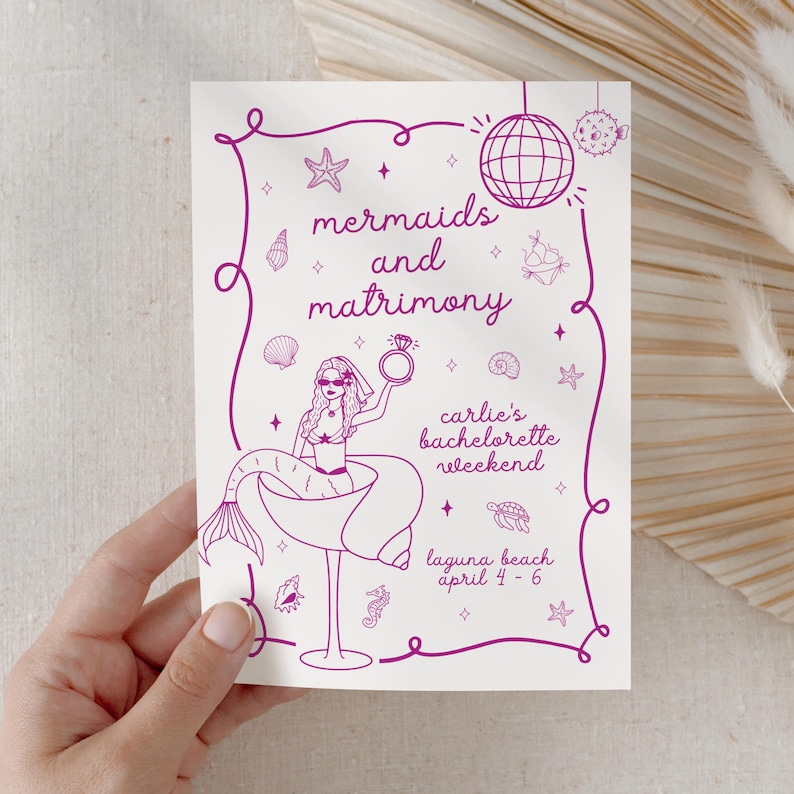 Mermaids and Matrimony, Mermaid and Matrimony Bachelorette Invite, Mermaid Bachelorette Invitation, Mermaid Bachelorette Theme, Mermaid Last Splash Invite, Bachelorette Invitation, Bachelorette Invite, Mermaid Invitation, 2025 Bachelorette Theme, Summer Bachelorette Invitation
