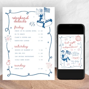 Last Night of Independence, Last Night of Independence Bachelorette Invite, 4th of July Bachelorette Invite, Red White and I do Bachelorette, America Bachelorette Invite, July 4th Bachelorette, American Bachelorette, USA Bachelorette