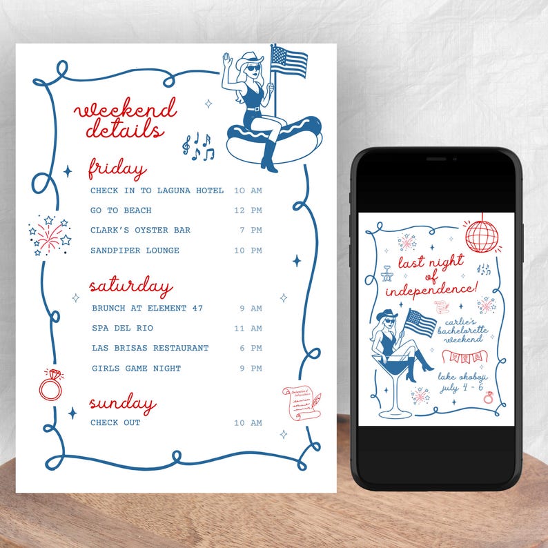 Last Night of Independence, Last Night of Independence Bachelorette Invite, 4th of July Bachelorette Invite, Red White and I do Bachelorette, America Bachelorette Invite, July 4th Bachelorette, American Bachelorette, USA Bachelorette