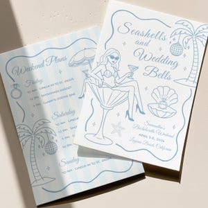 Seashells and Wedding Bells, Seashells & Wedding Bells Bachelorette Invite, Seashells and Wedding Bells Itinerary, Seashells Invitation