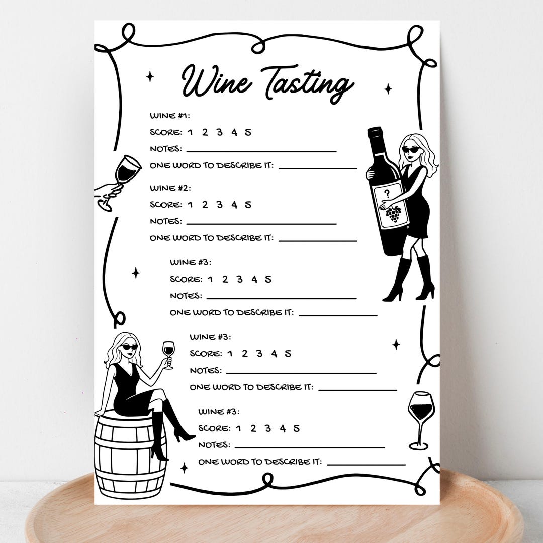 Wine Tasting Score Card, Wine Tasting Sheet, Wine Tasting Ranking Sheet ...