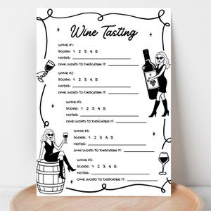 Carte de pointage de dégustation de vins, Fiche de dégustation de vins, Fiche de classement des dégustations de vins, Dégustation de vins, Fiche de classement des vins imprimable, Décoration de fête du vin