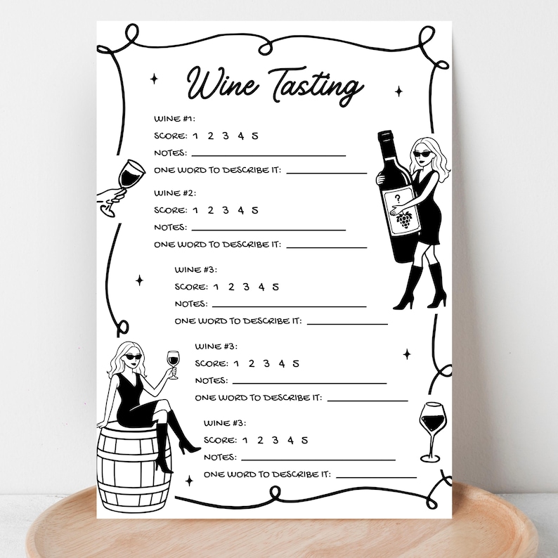 Wine Tasting Score Card, Wine Tasting Sheet, Wine Tasting Ranking Sheet ...