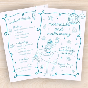 Mermaids and Matrimony, Mermaid and Matrimony Bachelorette Invite, Mermaid Bachelorette Invitation, Mermaid Bachelorette Theme, Mermaid Last Splash Invite, Bachelorette Invitation, Bachelorette Invite, Mermaid Invitation, 2025 Bachelorette Theme, Summer Bachelorette Invitation