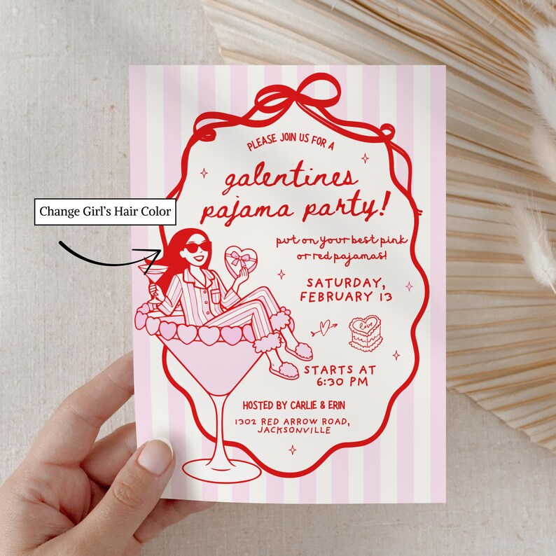 Galentines Pajama Party Invite, Galentines Pajama Invite, Galentines Pajama Party Invitation, Galentines Party Invite, Galentines Party Invitation, Girls Galentines Party, Girls Pajama Party Invitation