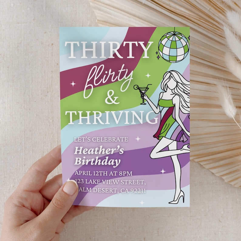 Thirty Flirty and Thriving, Thirty Flirty and Thriving Birthday Invite, Thirty Flirty and Thriving Invitation, 13 going on 30 Birthday Invite, 13 going on 30 Invite, 13 going on 30 Invitation, 30th Birthday Invite, 30th Invite, 30th Invitation