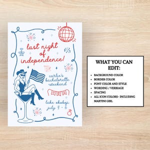 Last Night of Independence, Last Night of Independence Bachelorette Invite, 4th of July Bachelorette Invite, Red White and I do Bachelorette, America Bachelorette Invite, July 4th Bachelorette, American Bachelorette, USA Bachelorette