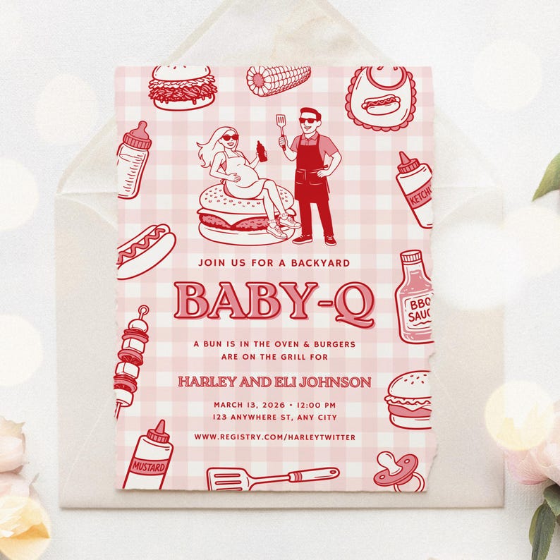 BabyQ, Baby-Q, BBQ Baby Shower, BabyQ Baby Shower, Baby-Q Baby Shower, BBQ Baby Shower Invite, BBQ Grill Baby Shower Invitation, Summer Baby Shower, 2026 Baby Shower, Trendy Baby Shower Invite, Grilling Baby Shower, BabyQ Invite, BabyQ Invitation, Baby Q Invite