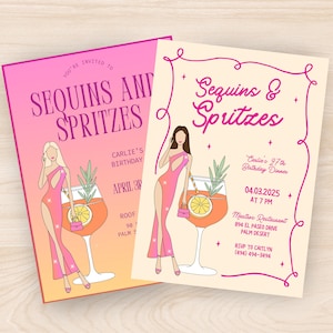 Lentejuelas y spritzes, fiesta de cumpleaños con spritz, tema de fiesta de cumpleaños con cócteles, cumpleaños con temática de cócteles de moda, tema de cumpleaños número 21 y 30
