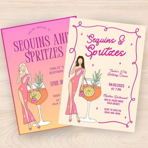 Sequins and Spritzes, Spritz Birthday Party, Cocktail Birthday Party Theme,  Trendy Cocktail Themed Birthday, 21st and 30th Birthday Theme - Etsy