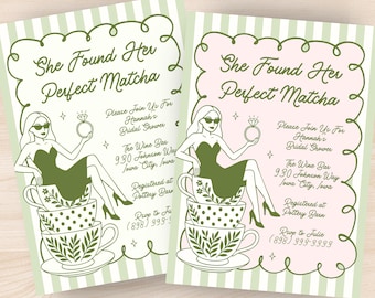 She Found Her Perfect Matcha, Found Her Perfect Matcha Bridal Shower, Matcha Made in Heaven, Matcha Bridal Shower, Matcha Invitation