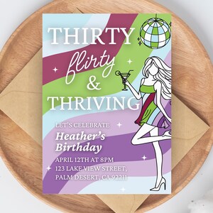 Thirty Flirty and Thriving, Thirty Flirty and Thriving Birthday Invite, Thirty Flirty and Thriving Invitation, 13 going on 30 Birthday Invite, 13 going on 30 Invite, 13 going on 30 Invitation, 30th Birthday Invite, 30th Invite, 30th Invitation