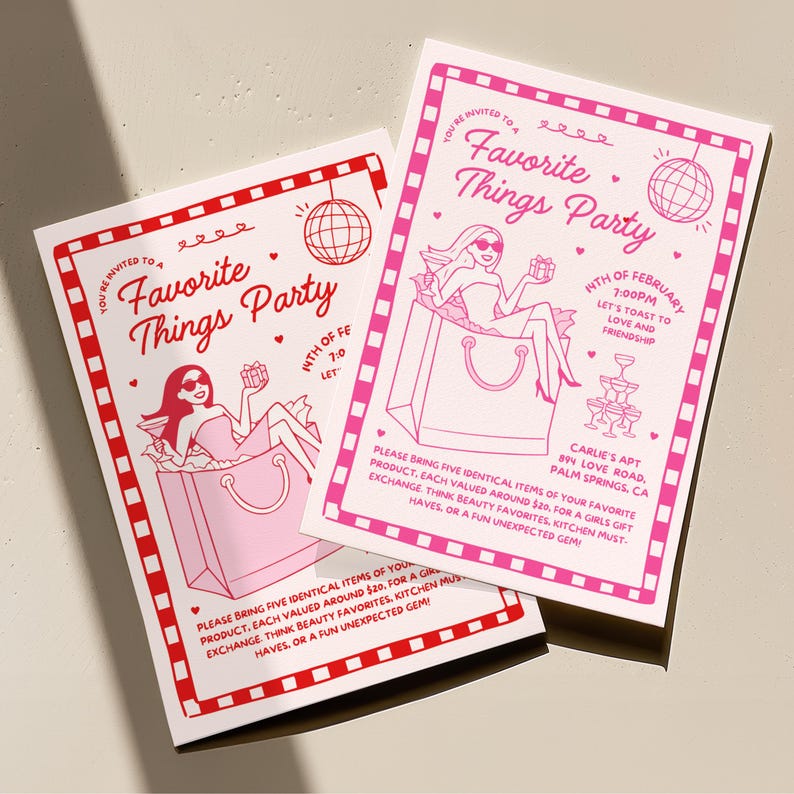 Favorite Things, Favorite Things Party Invitation, Favorite Things Gift Exchange, Gift Exchange Invitation, Gift Exchange Invite, Galentines Favorite Things Invite, Galentines Favorite Things Invitation,
