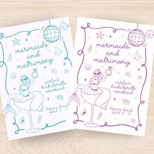 Mermaids and Matrimony, Mermaid and Matrimony Bachelorette Invite, Mermaid Bachelorette Invitation, Mermaid Bachelorette Theme, Mermaid Last Splash Invite, Bachelorette Invitation, Bachelorette Invite, Mermaid Invitation, 2025 Bachelorette Theme, Summer Bachelorette Invitation