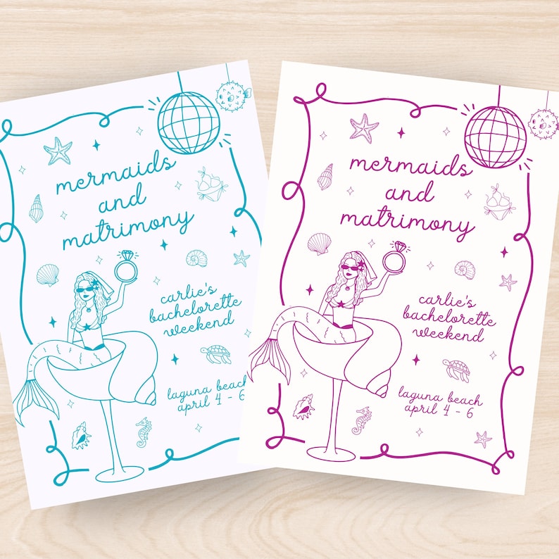 Mermaids and Matrimony, Mermaid and Matrimony Bachelorette Invite, Mermaid Bachelorette Invitation, Mermaid Bachelorette Theme, Mermaid Last Splash Invite, Bachelorette Invitation, Bachelorette Invite, Mermaid Invitation, 2025 Bachelorette Theme, Summer Bachelorette Invitation
