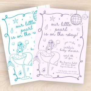 Little Pearl is On The Way, Pearl Baby Shower Invite, Beach Baby Baby Shower Invitation, Under the Sea Baby Shower Invite, Coastal Invite