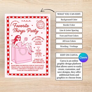 Favorite Things, Favorite Things Party Invitation, Favorite Things Gift Exchange, Gift Exchange Invitation, Gift Exchange Invite, Galentines Favorite Things Invite, Galentines Favorite Things Invitation,