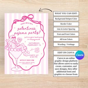 Galentines Pajama Party Invite, Galentines Pajama Invite, Galentines Pajama Party Invitation, Galentines Party Invite, Galentines Party Invitation, Girls Galentines Party, Girls Pajama Party Invitation
