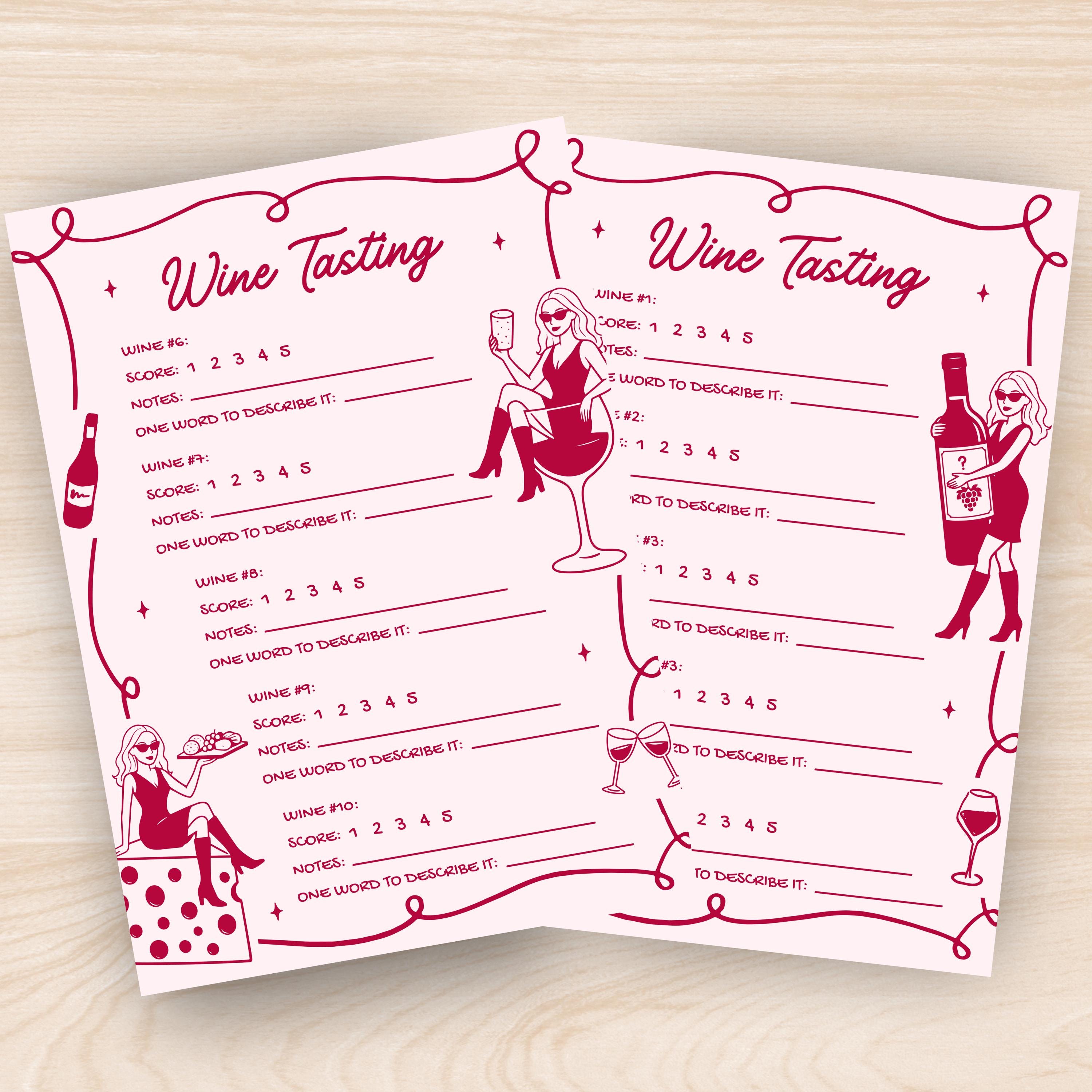 Wine Tasting Score Card, Wine Tasting Sheet, Wine Tasting Ranking Sheet ...