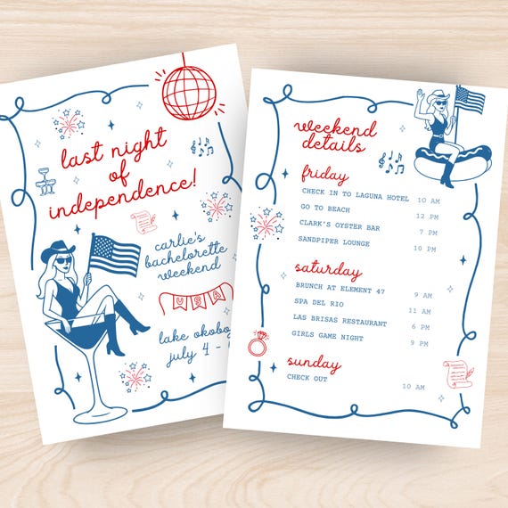 Last Night of Independence, Red White and I Do Bachelorette, 4th of July Bachelorette Invite, America Bachelorette, July 4th Bachelorette