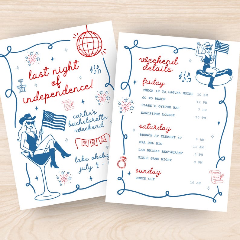 Last Night of Independence, Last Night of Independence Bachelorette Invite, 4th of July Bachelorette Invite, Red White and I do Bachelorette, America Bachelorette Invite, July 4th Bachelorette, American Bachelorette, USA Bachelorette