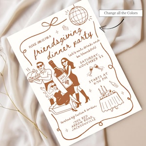 Friendsgiving Invite, Friendsgiving Evite, Friendsgiving Invitation, Friendsgiving, Digital Friendsgiving, Thanksgiving Friendsgiving Invitation, Hand Drawn Friendsgiving, Trendy Friendsgiving Invite, 2026 Friendsgiving, Friends Giving, Cute Friendsgiving