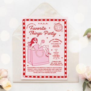 Favorite Things, Favorite Things Party Invitation, Favorite Things Gift Exchange, Gift Exchange Invitation, Gift Exchange Invite, Galentines Favorite Things Invite, Galentines Favorite Things Invitation,