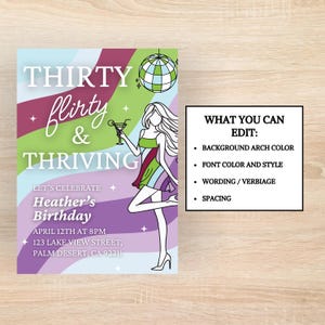 Thirty Flirty and Thriving, Thirty Flirty and Thriving Birthday Invite, Thirty Flirty and Thriving Invitation, 13 going on 30 Birthday Invite, 13 going on 30 Invite, 13 going on 30 Invitation, 30th Birthday Invite, 30th Invite, 30th Invitation