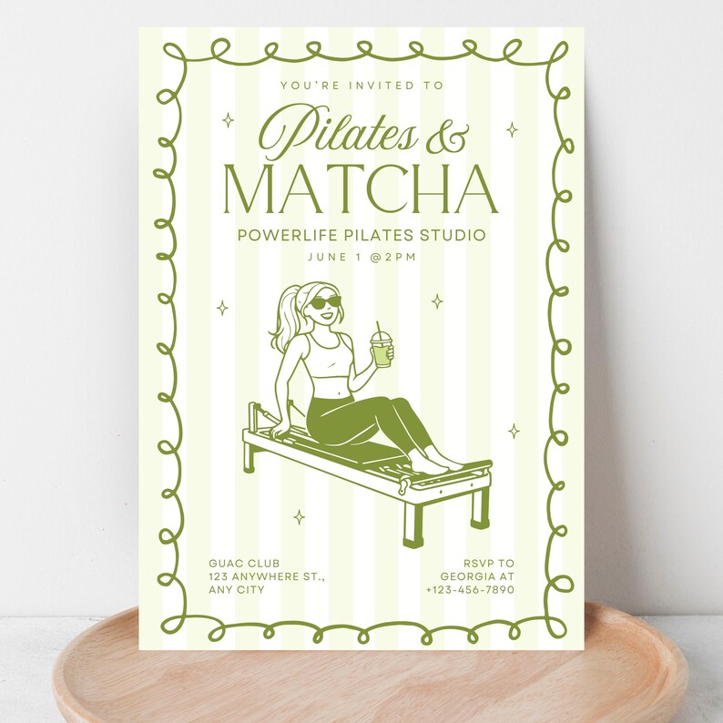 Pilates Party Invite, Pilates Birthday Invitation, Pilates Birthday Party Invite, Pilates Bachelorette, Pilates and Matcha Invite, Pink Pilates Party Invitation, Pilates Birthday Invite, Pilates Invite Template, Digital Pilates Invite, Pilates Girls Night, Pilates Event Invitation, Pilates and Matcha Theme Pilates Invitation, Self Care Pilates Invitation, Pilates Evite, Pilates Digital Download, Pilates and Lattes