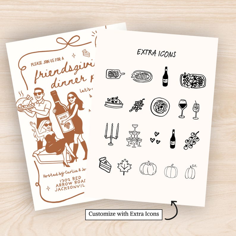 Friendsgiving Invite, Friendsgiving Evite, Friendsgiving Invitation, Friendsgiving, Digital Friendsgiving, Thanksgiving Friendsgiving Invitation, Hand Drawn Friendsgiving, Trendy Friendsgiving Invite, 2026 Friendsgiving, Friends Giving, Cute Friendsgiving