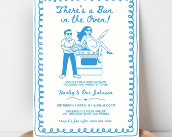 Bun in the Oven Baby Shower, Bun in the Oven Invitation, Bakery Baby Shower, 2026 Baby Shower, Bun Baby Shower Invite, Bread Baby Shower