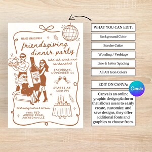 Friendsgiving Invite, Friendsgiving Evite, Friendsgiving Invitation, Friendsgiving, Digital Friendsgiving, Thanksgiving Friendsgiving Invitation, Hand Drawn Friendsgiving, Trendy Friendsgiving Invite, 2026 Friendsgiving, Friends Giving, Cute Friendsgiving