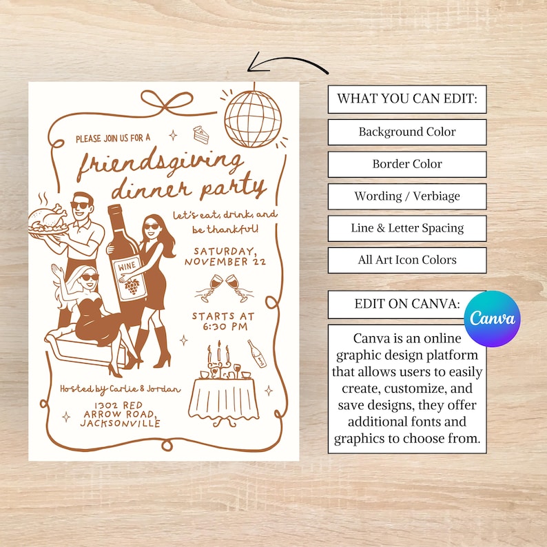 Friendsgiving Invite, Friendsgiving Evite, Friendsgiving Invitation, Friendsgiving, Digital Friendsgiving, Thanksgiving Friendsgiving Invitation, Hand Drawn Friendsgiving, Trendy Friendsgiving Invite, 2026 Friendsgiving, Friends Giving, Cute Friendsgiving