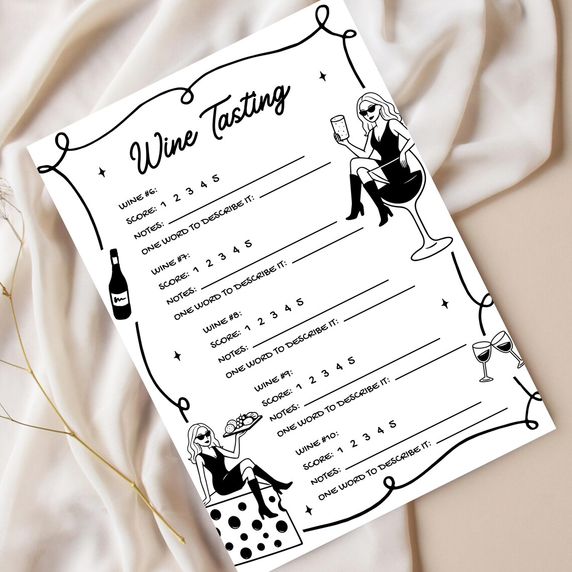 Wine Tasting Score Card, Wine Tasting Sheet, Wine Tasting Ranking Sheet ...