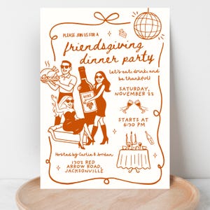 Friendsgiving Invite, Friendsgiving Evite, Friendsgiving Invitation, Friendsgiving, Digital Friendsgiving, Thanksgiving Friendsgiving Invitation, Hand Drawn Friendsgiving, Trendy Friendsgiving Invite, 2026 Friendsgiving, Friends Giving, Cute Friendsgiving