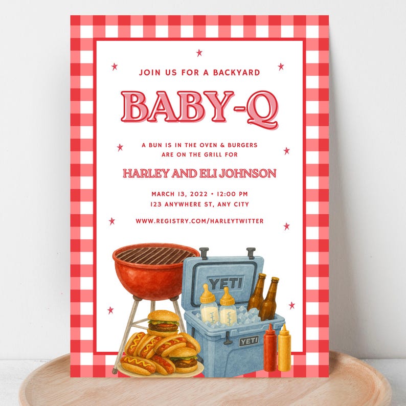 BabyQ, Baby-Q, Barbecue Baby Shower, BabyQ Baby Shower Invitation, Baby-Q Invitation, Barbecue Baby Shower Invitation, BabyQ Baby Shower, Baby-Q Baby Shower, Summer Baby Shower Theme, Summer Baby Shower Invitation, Grilling Baby Shower, BBQ Baby Shower, BBQ Invitation