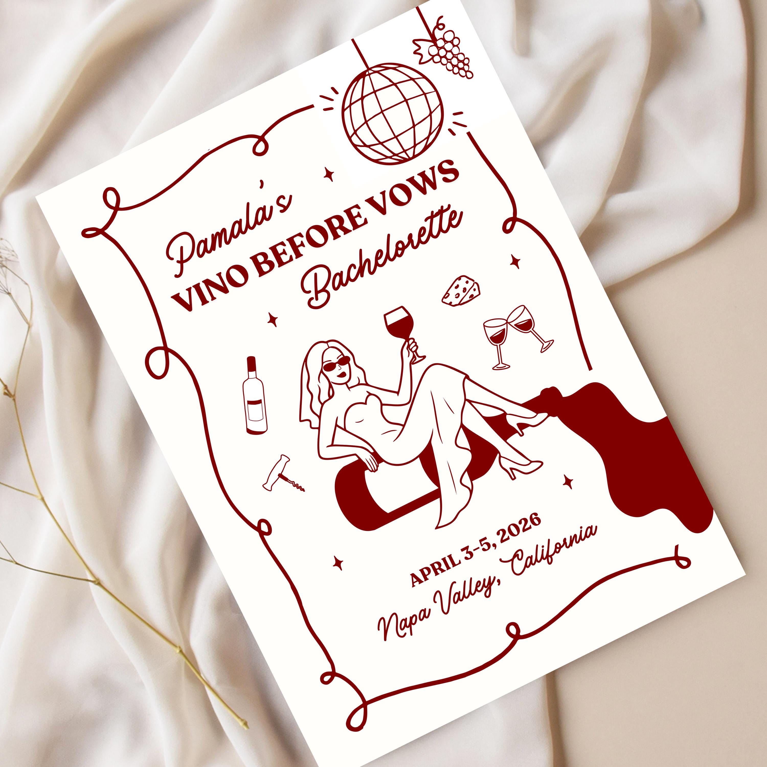 Vino Before Vows Invite, Vino Before Vows Bachelorette, Wine ...