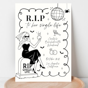 RIP zu Single Life Bachelorette Einladung, Halloween Bachelorette, RIP Her Nachname einladen, Rip Single Life Bachelorette, Halloween einladen