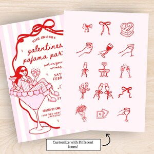 Galentines Pajama Party Invite, Galentines Pajama Invite, Galentines Pajama Party Invitation, Galentines Party Invite, Galentines Party Invitation, Girls Galentines Party, Girls Pajama Party Invitation